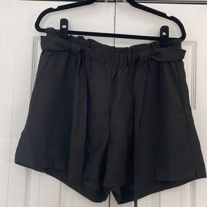 Black Dressy Paperbag Shorts with Tie around Waist